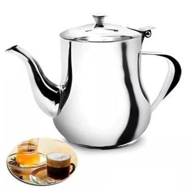 Imagem de Bule de inox 280ml cafe cha leite agua quente oleo leiteira alca tampa