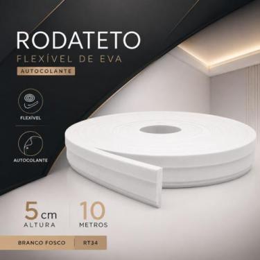 Imagem de Rodateto Flexível de EVA Autocolante 5cm Branco Fosco RT34 10 Metros -