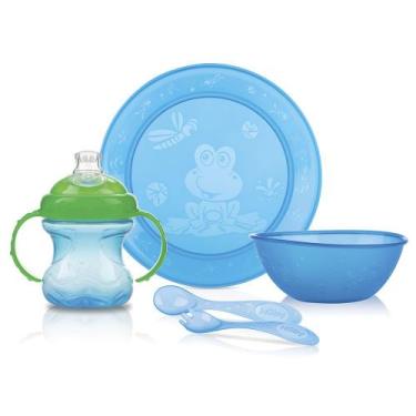 Imagem de Kit Alimentação Econômico Com 5 Peças Azul - NUBY