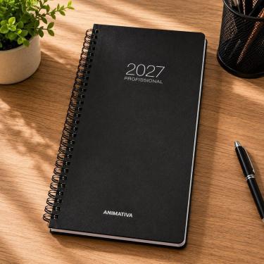 Imagem de Agenda Animativa 2027 Capa Dura Espiral 204 Folhas Kit com 4 Preta
