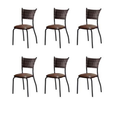 Imagem de Conjunto com 6 Cadeiras Espanha I Marrom 89 cm