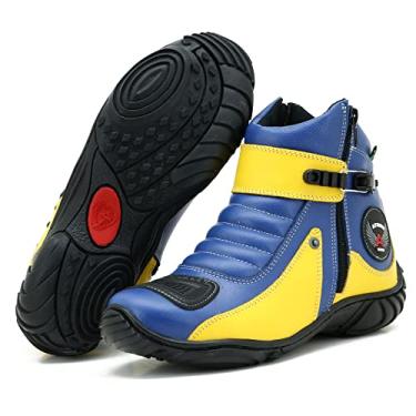 Imagem de Bota Cano Curto Couro Para Motociclista ATRON 271 KM AZ AM Cor:Azul;Tamanho:40
