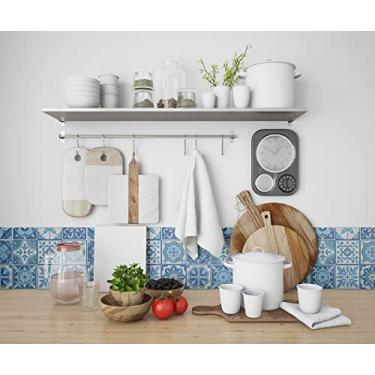 Imagem de Papel De Parede Adesivo Azulejo Arabesco Tons de Azul 2,80m