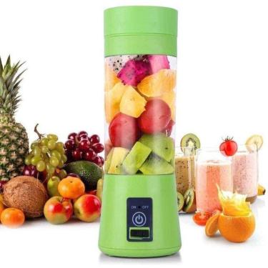 Imagem de Mini Liquidificador Portatil Recarregavel Usb 5v 6 Lâminas Verde