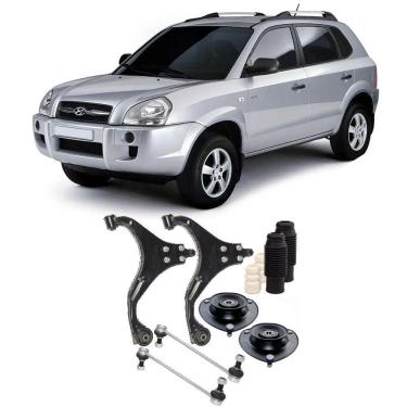 Imagem de Bandeja + Bieleta + Kit Batente Hyundai Tucson Dianteiro 2004 Até 2016 O Par