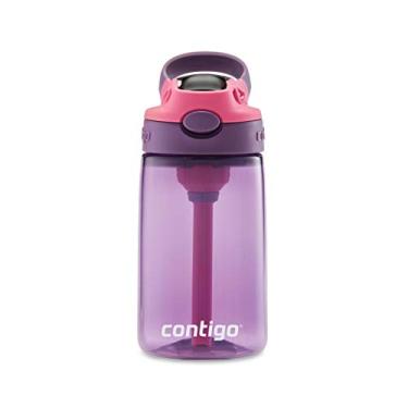 Imagem de Contigo Garrafa de água infantil com canudo automático redesenhado, 400 ml, berinjela e perfurador