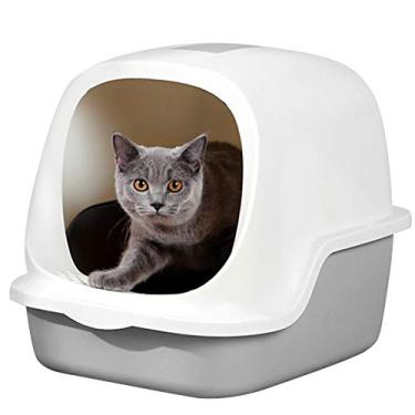 Caixa de areia de gato com tampa, caixa de areia fechada dobrável, grande  penico de gato de entrada superior, bandeja deslizante fácil de limpar