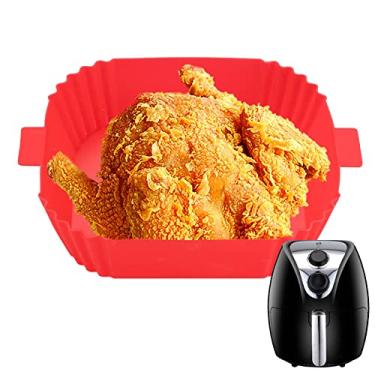 Imagem de Air Fryer Forros de Silicone Quadrado - Cestas reutilizáveis de silicone de grau alimentício para fritadeiras a ar,Acessórios de fritadeira a ar para assar no forno de cozinha, 7,7 polegadas Generic