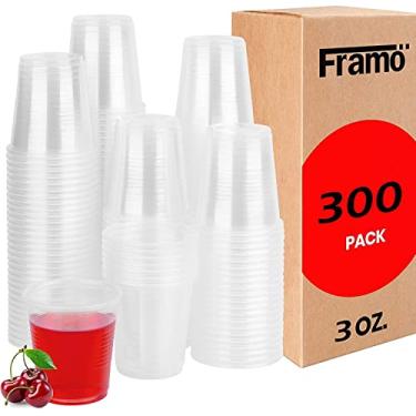 Imagem de Framo Copos de plástico transparente de 85 g (pacote com 300) enxaguante bucal descartável, banheiro, copos de café expresso ideais para uísque, degustação de bebidas, amostra de alimentos e festa