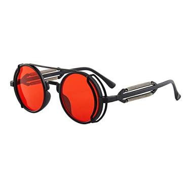 Imagem de Óculos de sol gótico clássico steampunk óculos de perna dupla primavera designer masculino óculos redondos punk feminino proteção uv400, 3, china