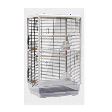 Imagem de KIZQYN Gaiolas de pássaros grande metal aberto superior gaiola de pássaro para periquito periquito canário bochecha verde calopsita pequeno papagaio gaiola de viagem 80 cm gaiola de voo alta (cor: b)