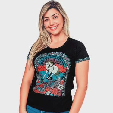 Imagem de Camiseta T-Shirt Feminina Preta Paraíso Country ox Horn -