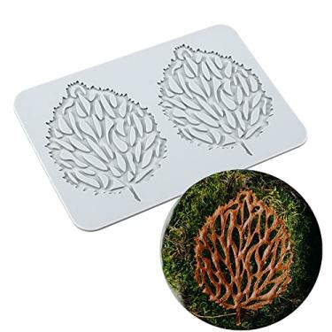 Imagem de TUKE Moldes de renda para decoração de bolos moldes de silicone de folha 3D para assar moldes de goma moldes de argila para fondant tapetes de renda flor favo de mel padrão de abelha para açúcar chocolate polímero (Folha_8x5.4x0.12cm_Q)