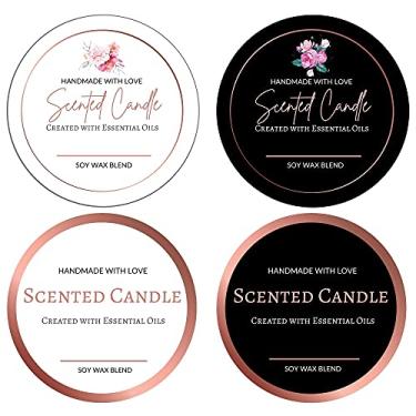 Imagem de Mobiusea Creation Rolo de etiqueta de vela | 5 cm I 300 etiquetas de ouro rosa para suprimentos de fabricação de velas, latas de vela, recipiente de vela, frascos de vela com tampas, embalagem de caixas de vela