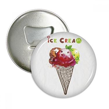 Imagem de Aquarela Folhas Cones Abridor de Garrafas de Sorvete, Imã de Geladeira, Emblema Multifuncional