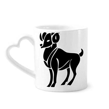 Imagem de Caneca com símbolo do zodíaco de Áries Constelação Caneca de café cerâmica copo de coração de vidro