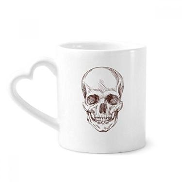 Imagem de Caneca com ilustração de esqueleto de caveira humana caneca de café cerâmica copo de coração de vidro