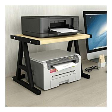 Imagem de KIZQYN Suporte de mesa para impressora prateleira de mesa para organizador de espaço (hardware e aço) prateleira de armazenamento, prateleira de livros, bandeja de camada dupla para mini impressora 3D (cor: preto-c)