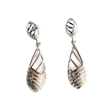 Imagem de Brinco De Festa Em Zirconias Banhado Em Ródio (ródio branco, Latão banhado em ródio branco)