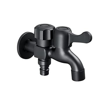 Imagem de LIDON Adaptador de torneira dupla para cozinha única torneira de água fria torneira de pia de lavanderia de latão divisor de mangueira adaptador de torneira de saída dupla para pia de banheiro, preto B (cor: preto A)