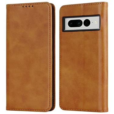 Imagem de YINGDAFENG Capa carteira para Google Pixel 7Pro, capa flip magnética de couro PU com slots para cartão função de suporte e proteção da câmera à prova de choque TPU interno, amarelo