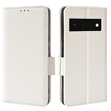 Imagem de YINGDAFENG Capa para Google Pixel 7, capa carteira de couro PU com slots para cartão recurso de suporte e fecho magnético à prova de choque TPU capa interna para mulheres e homens, branca