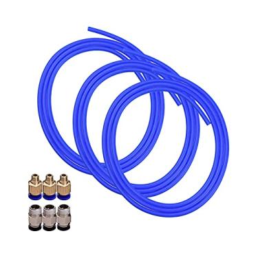 Imagem de LUGU 3pcs Tubo de manguei de tubo de PTFE azul 1 metro com 3pcs Acessórios pneumáticos PC4-M6 3pcs Acessórios PC4-01 Conectores pa impresso 3D Filamento de 1,75mm