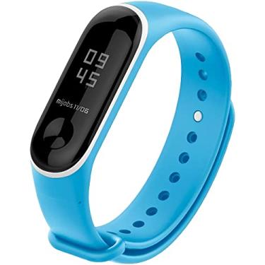 Imagem de Nandos-Store - Pulseira NSmart compatíveis com MI BAND 1/ MI BAND 2 / MI BAND 3 / MI BAND 4 / MI BAND 5 / MI BAND 6 / MI BAND 7 / MI BAND 8 (MI BAND 2, Azul claro com branco)