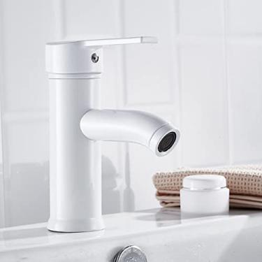 Imagem de Torneira de lavatório de alça única preta fosca de água quente fria Torneira de armário de banheiro Torneira de lavatório montada no convés,G