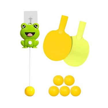Imagem de Conjunto de treinamento de tênis de mesa Treinador de tênis Treinador com bolas Conjunto de autotreino para presentes familiares adultos, sapo cinco bola