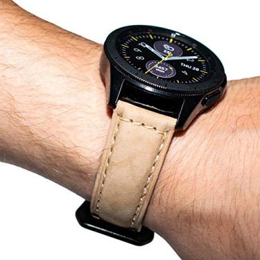Imagem de Pulseira de Couro BK para Samsung Galaxy Watch Active 40mm e 44mm - Gear S2 Classic - Gear Sport R600 - Galaxy Watch 42mm - Amazfit Bip - Amazfit Gtr 42mm - Marca Ltimports (Caqui)