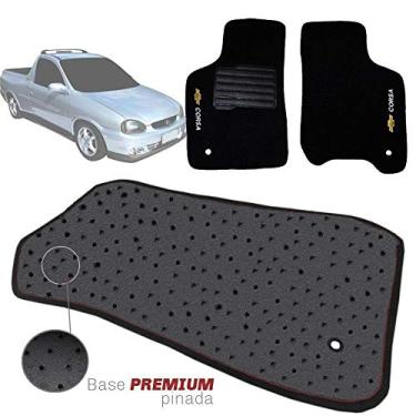 Imagem de Jogo de Tapete Carpete Tevic Pinado Compatível Com Corsa Pick-Up Picape 1994 95 96 97 98 99 00 01 02 Impermeável Lavável Logo Bordado 5 Peças