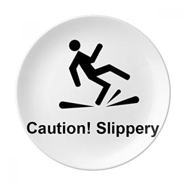 Imagem de Caution Slippery Black Symbol Plate Decorative Porcelain Salver Tableware Dinner Dish