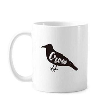 Imagem de Caneca de animal preta e branca corvo de cerâmica copo de porcelana café louça