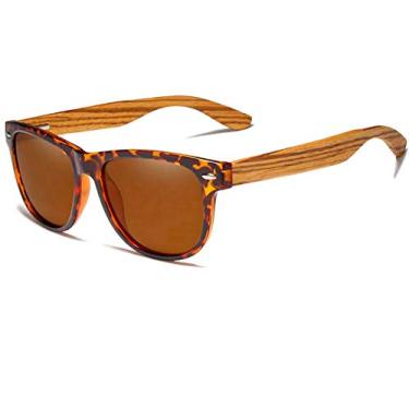 Imagem de Óculos de Sol Kingseven Retro Hastes de Madeira Unissex Nova Moda com Proteção Uv400 Polarizados (C4)