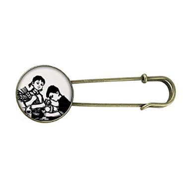 Imagem de Broche de metal retrô para meninos e meninas com microscópio de trigo patriotismo