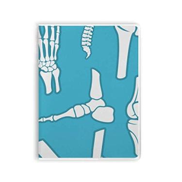 Imagem de Caderno de desenho de ilustração azul de osso humano capa de goma diário capa macia