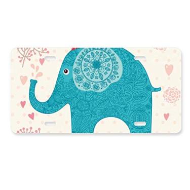 Imagem de DIYthinker Chapéu vermelho elefante bandeira azul colorida placa de carro decoração acessório de aço inoxidável