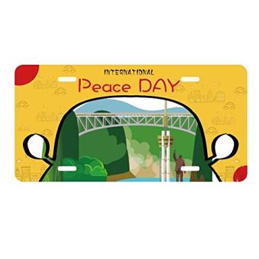 Imagem de DIYthinker Estátua da cidade, construção do Congo, placa de automóvel, decoração de carro, dia da paz