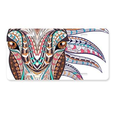 Imagem de DIYthinker Placa de carro com design de cavalo colorido, estilo mosaico, acessório de aço inoxidável