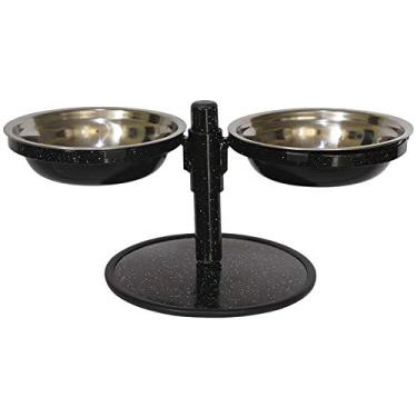 Imagem de Comedouro Duplo Pequeno Inox com Regulagem de Altura, Cor: Preto Pigmentado