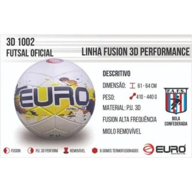 Imagem de Bola Futsal Oficial Euro Sports Fusion 3D - 1002