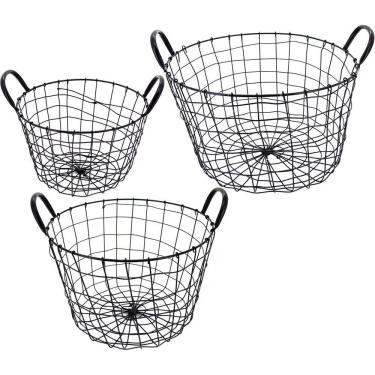 Imagem de Cesta Metal Preto 3Pç Redondo