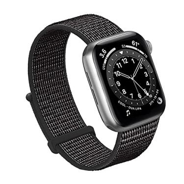 Imagem de Bifeiyo Pulseira esportiva de nylon para Apple Watch séries 10, 9, 8, 7, 6, 5, 4, 3, 2 e 1 e SE Ultra(38/40/41/S10-42 mm, preto refletor)