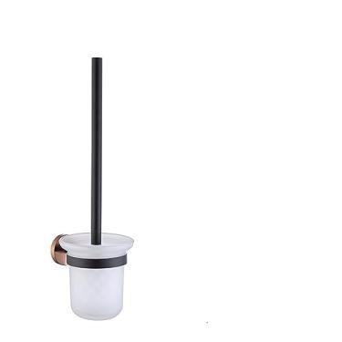 Imagem de Ferragens para banheiro em aço inoxidável preto fosco ouro rosa Suporte para rolo de toalha Suporte para escova de vaso sanitário Conjunto de banheiro, porta escova de vaso sanitário