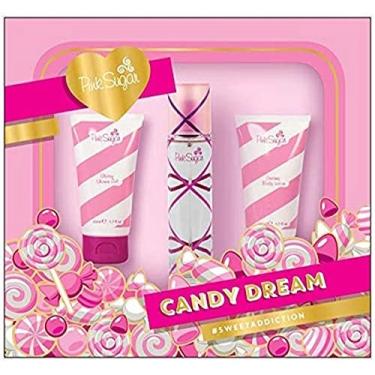 Imagem de Pink Sugar Candy Dream 3 Pc Gift Set para Mulheres, Tamanho da Viagem, Eau de Toilette Perfume para Mulheres, Loção Corporal + Gel de Banho