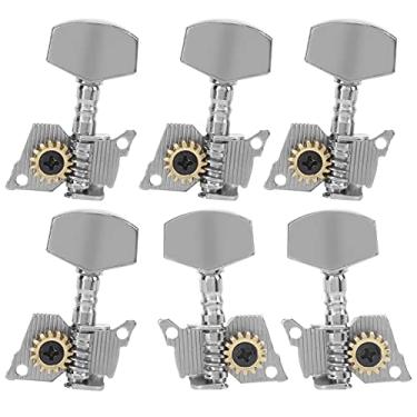 Imagem de Chaves de afinação de guitarra, resistência à corrosão design profissional estrutura estável cabeças de máquina prata material de metal alta durabilidade para ukulele (quatro esquerdas, duas direitas, seis ternos)