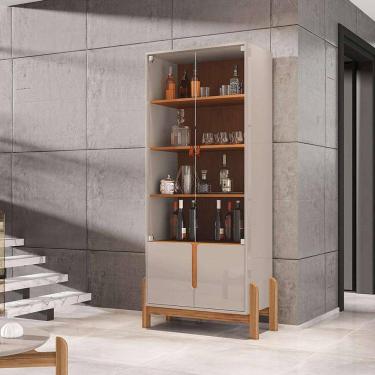 Imagem de cristaleira lizz 2 pt off white e cedro