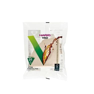 Imagem de Filtro de Papel Natural para Coador de Café V60, Tamanho 01, Pacote Com 100 Hario 0 Marrom