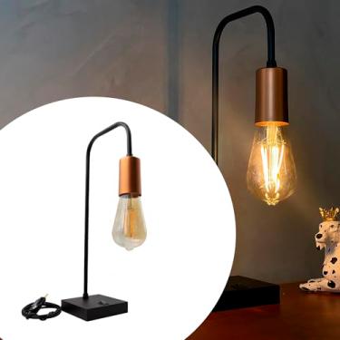 Imagem de Abajur Luminária de Mesa Moderno Curvado Preto de Cobre Para Decoração Sala, Quarto, Cabeceira de Cama, Escritório, Casa